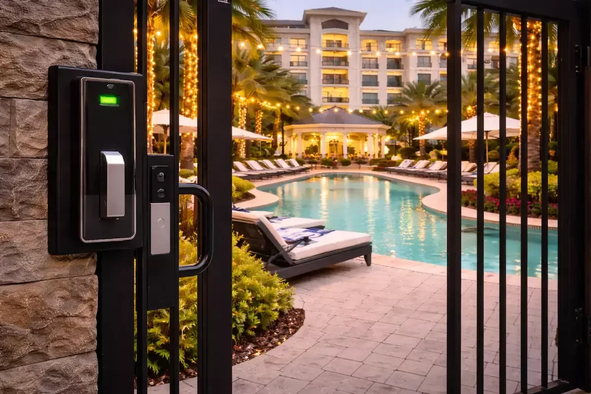 Hotel resort property with smart entry systems